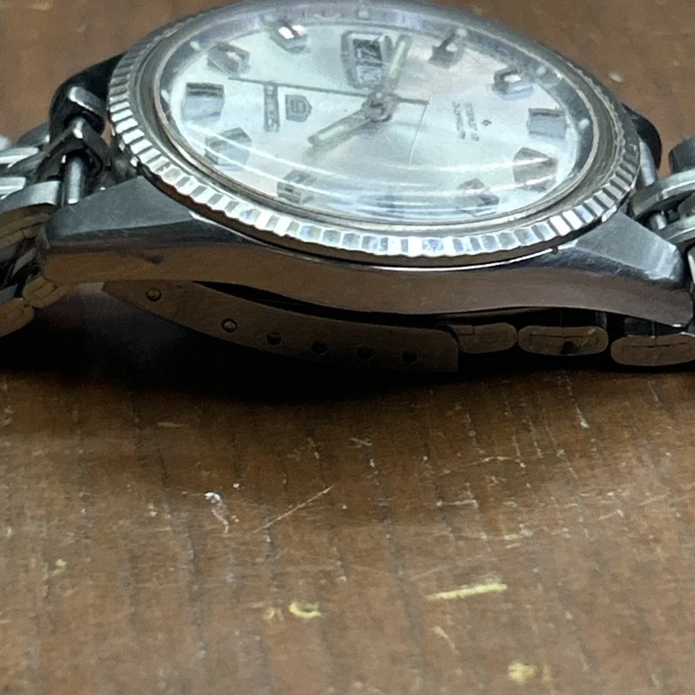 Seiko 5 6119-8200 Automatic Day-Date Vintage Mens Watch Japan Silver White